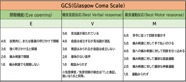 GCS（グラスゴー・コーマ・スケール）